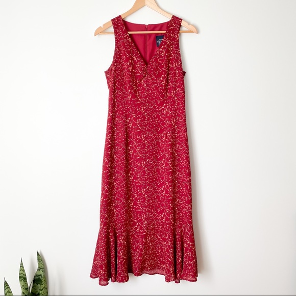 Vintage Dresses & Skirts - Red floral midi dress